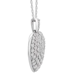 Puff Pave Diamond Heart Pendant In 14K White Gold (1 1/2 Ct. Tw.)