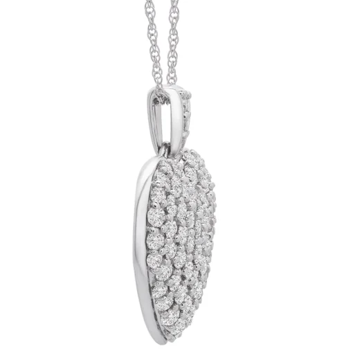 Puff Pave Diamond Heart Pendant In 14K White Gold (1 1/2 Ct. Tw.)