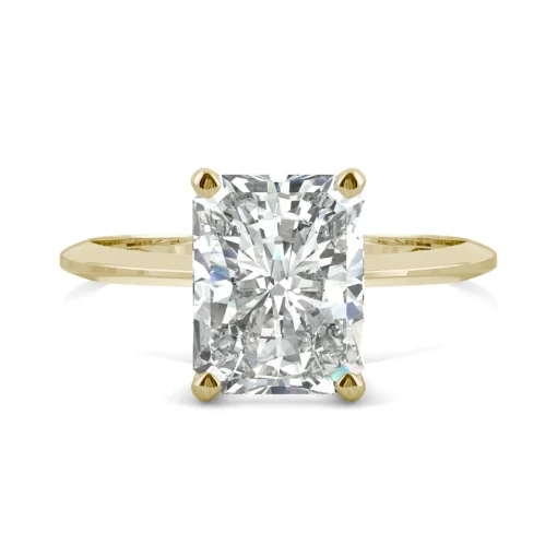 Radiant-Cut Moissanite Ring With Knife-Edge Band In 14K Yellow Gold (2 3/4Ct.)