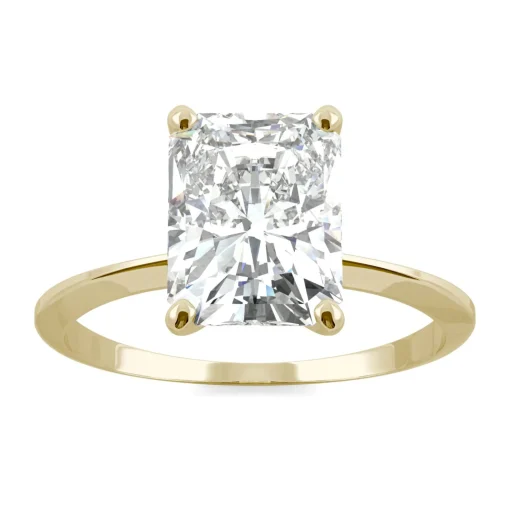 Radiant-Cut Moissanite Ring With Knife-Edge Band In 14K Yellow Gold (2 3/4Ct.)