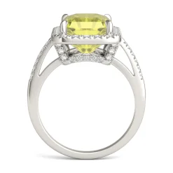 Radiant-Cut Yellow Moissanite Halo Ring In 14K White Gold