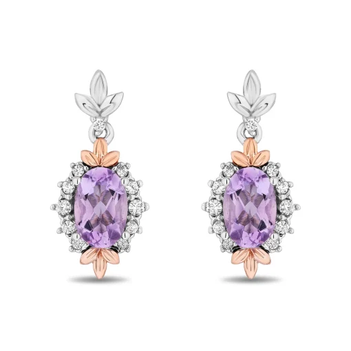 Rapunzel Rose De France Earrings In Sterling Silver And 14K Rose Gold (1/10 Ct. Tw.)