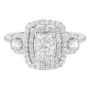 Rectangle Ring With Diamond Cluster In 10K White Gold (3/4 Ct. Tw.)