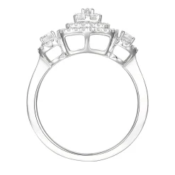 Rectangle Ring With Diamond Cluster In 10K White Gold (3/4 Ct. Tw.)