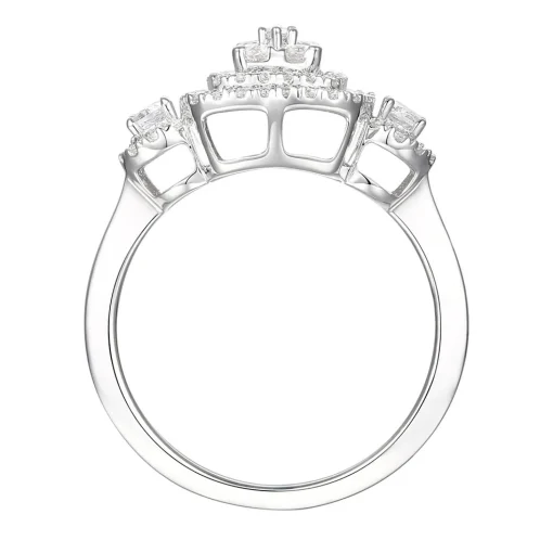 Rectangle Ring With Diamond Cluster In 10K White Gold (3/4 Ct. Tw.)