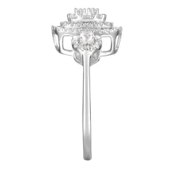Rectangle Ring With Diamond Cluster In 10K White Gold (3/4 Ct. Tw.)