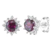 Rhodolite Garnet & Diamond Earrings In 10K White Gold (1/7 Ct. Tw.)