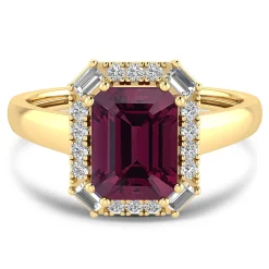 Rhodolite Garnet And Diamond Ring In 10K Yellow Gold (1/7 Ct. Tw.)