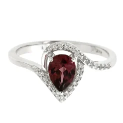 Rhodolite Garnet Ring With Diamond Halo In 10K White Gold (1/8 Ct. Tw.)