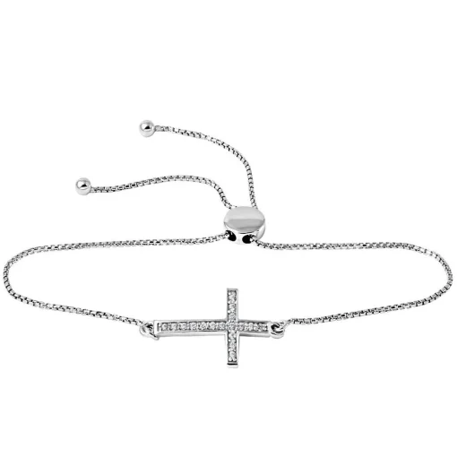 Rhythm & Muse™ Lab Created White Sapphire Cross Bolo Bracelet In Sterling Silver
