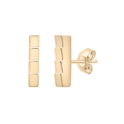 Ribbed Bar Stud Earrings In Vermeil