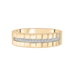 Ribbed Diamond Line Ring In Vermeil (1/10 Ct. Tw.)