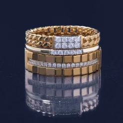 Ribbed Diamond Line Ring In Vermeil (1/10 Ct. Tw.)