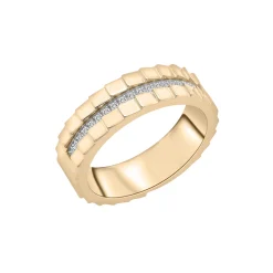 Ribbed Diamond Line Ring In Vermeil (1/10 Ct. Tw.)