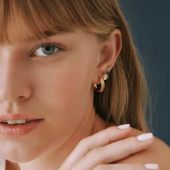 Ribbed Huggie Hoop Earrings In Vermeil, 17.5Mm