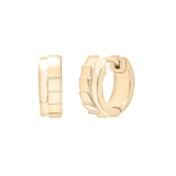 Ribbed Huggie Hoop Earrrings In Vermeil, 11Mm