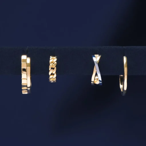 Ribbed Huggie Hoop Earrrings In Vermeil, 11Mm