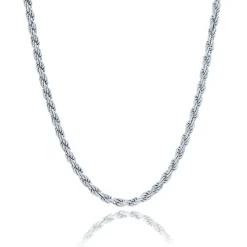 Rope Chain In Sterling Silver, 24"