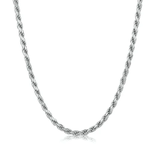 Rope Chain In Sterling Silver, 18"