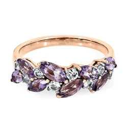 Rose De France Amethyst & White Sapphire Ring In 10K Rose Gold