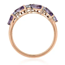 Rose De France Amethyst & White Sapphire Ring In 10K Rose Gold