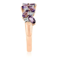 Rose De France Amethyst & White Sapphire Ring In 10K Rose Gold
