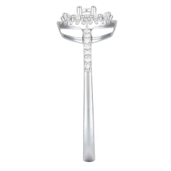 Round And Baguette Diamond Halo Promise Ring In Sterling Silver (1/3 Ct. Tw.)