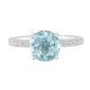 Round Aquamarine Ring With Diamond Band In 14K White Gold (1/3 Ct. Tw.)