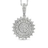 Round Diamond Cluster Pendant With Starburst Halo In 14K Gold (1 Ct. Tw.)