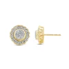Round Diamond Cluster Stud Earrings With Scalloped Halo In 14K Yellow Gold (1/2 Ct. Tw.)