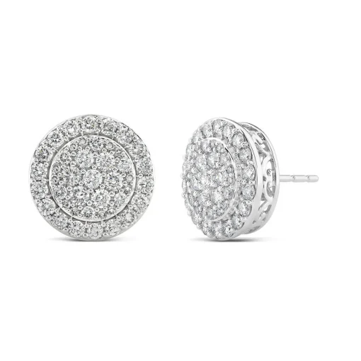 Round Diamond Cluster Stud Earrings With Halo (1 ½ Ct. Tw.)