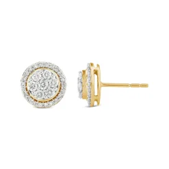Round Diamond Cluster Stud Earrings In 14K Yellow Gold (1/2 Ct. Tw.)