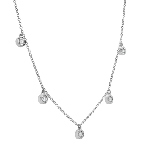 Round Diamond Station Necklace In 10K White Gold (1/4 Ct. Tw.)
