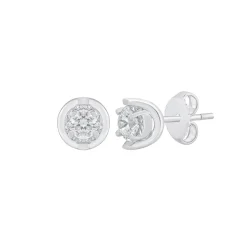 Round Diamond Stud Earrings With U-Settings In 10K Gold (3/8 Ct. Tw.)