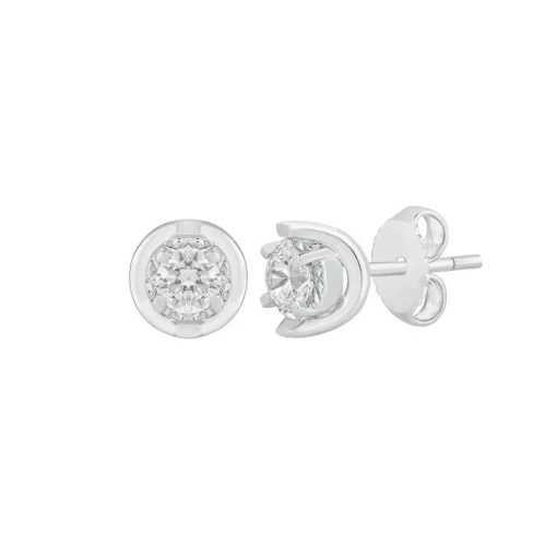 Round Diamond Stud Earrings With U-Settings In 10K Gold (3/8 Ct. Tw.)