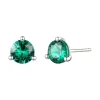 Round Emerald Stud Earrings In 10K White Gold
