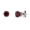 Round Garnet Stud Earrings In 10K White Gold