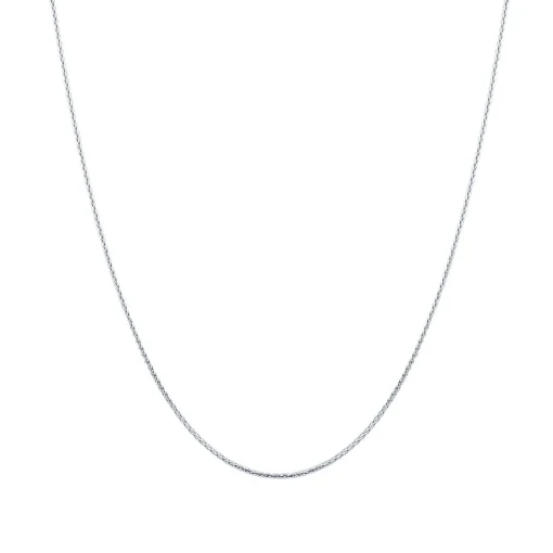 Round Hollow Wheat Chain In 14K White Gold, 18"