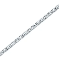Round Hollow Wheat Chain In 14K White Gold, 18"