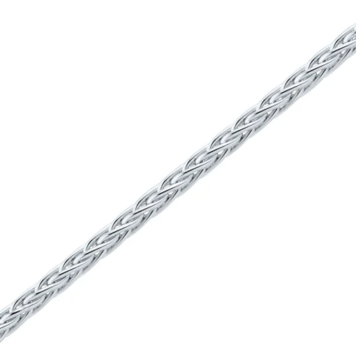 Round Hollow Wheat Chain In 14K White Gold, 18"