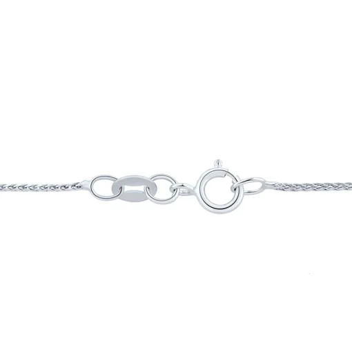 Round Hollow Wheat Chain In 14K White Gold, 18"