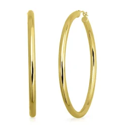 Round Hoop Earrings In 14K Yellow Gold