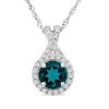 Round Lab Created Emerald & White Sapphire Pendant In Sterling Silver