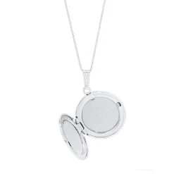 Round Locket With Floral Scroll Detail In Sterling Silver