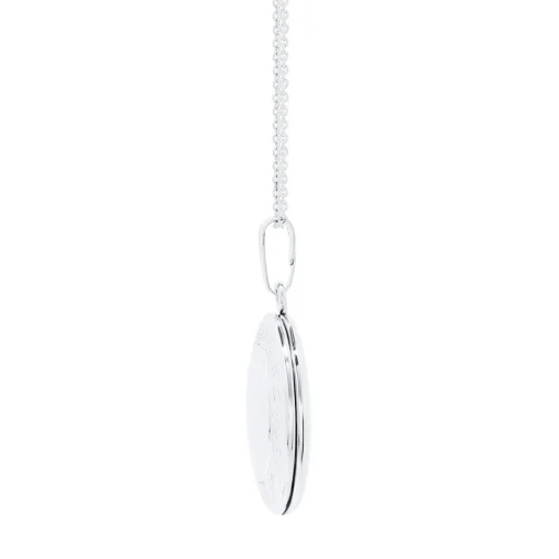 Round Locket With Floral Scroll Detail In Sterling Silver