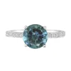 Round London Blue Topaz Ring With Diamond Band In 14K White Gold (1/3 Ct. Tw.)
