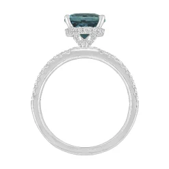 Round London Blue Topaz Ring With Diamond Band In 14K White Gold (1/3 Ct. Tw.)