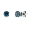 Round London Blue Topaz Stud Earrings In 10K White Gold