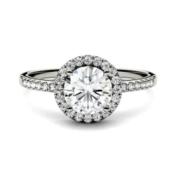 Round Moissanite Halo Ring In 14K White Gold (1 1/4 Ct. Tw.)