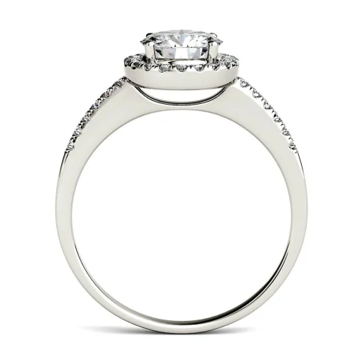 Round Moissanite Halo Ring In 14K White Gold (1 1/4 Ct. Tw.)